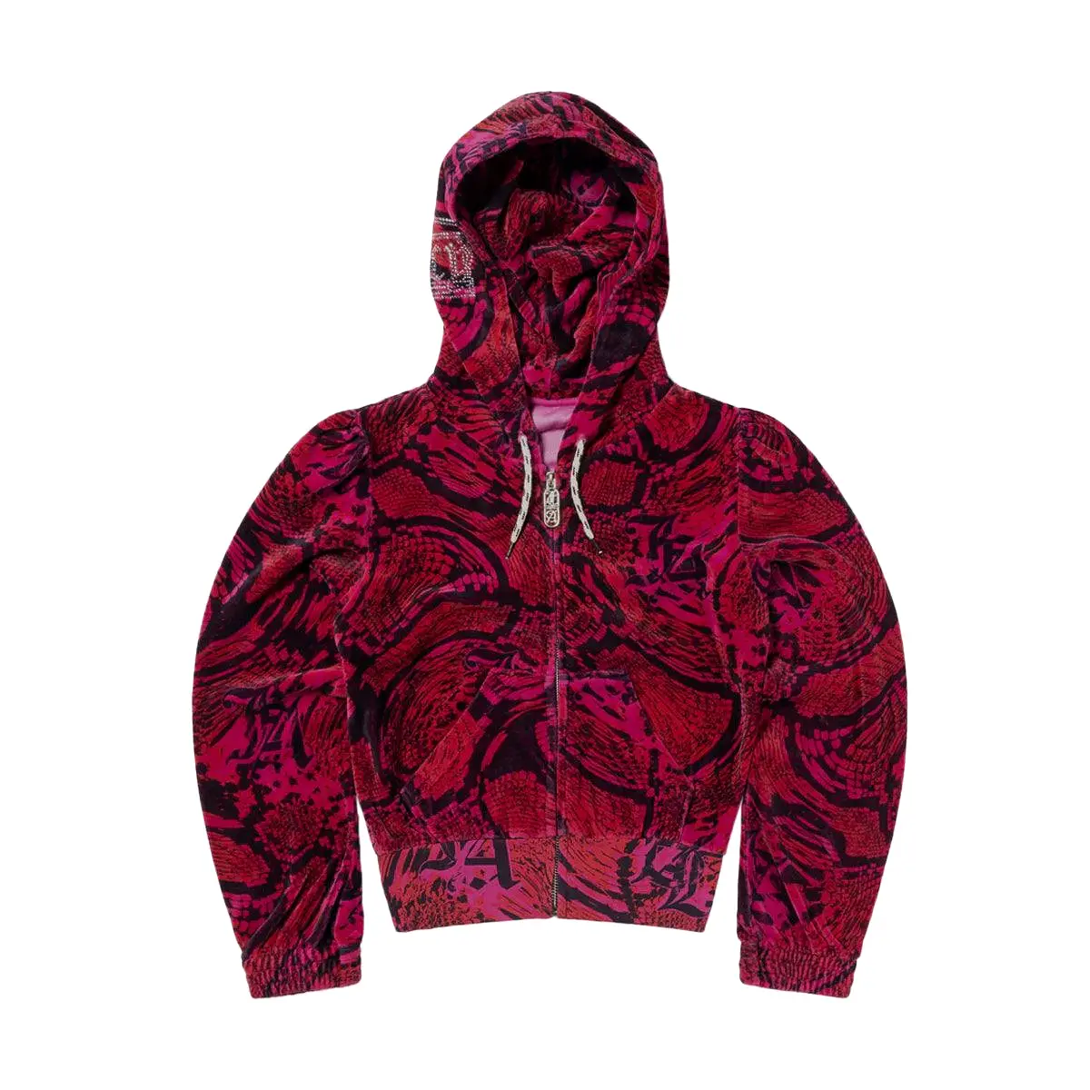 + Juicy Couture Psysnake Shrunken Zip Thru Hoodie 'Pink'