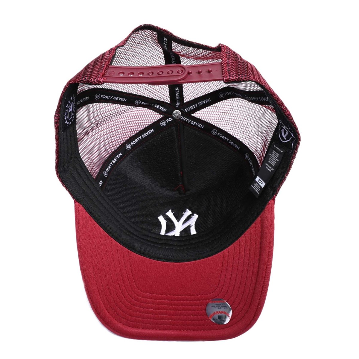 '47 Brand New York Yankees Foam Mesh Trucker Hat Burgundy