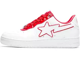 A BATHING APE BAPE STA PATENT LEATHER WHITE RED