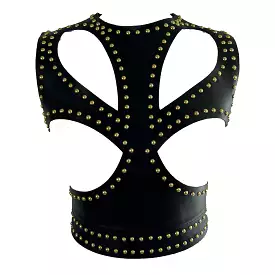 Alexander McQueen Brand New Black Studded Leather Harness Top XS