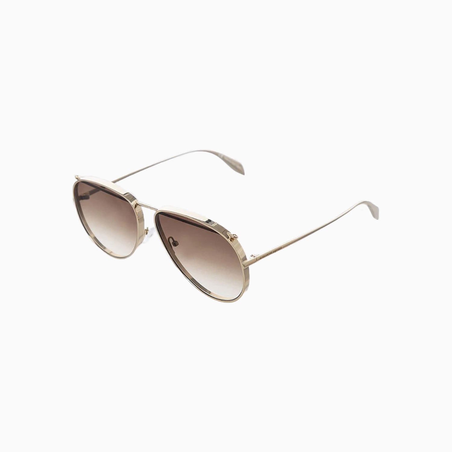 Alexander Mcqueen Brown Gold Metal Sunglasses