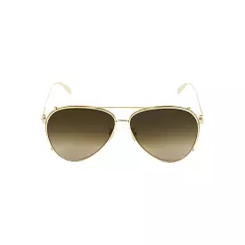 Alexander Mcqueen Pilot Gold Metal Sunglasses