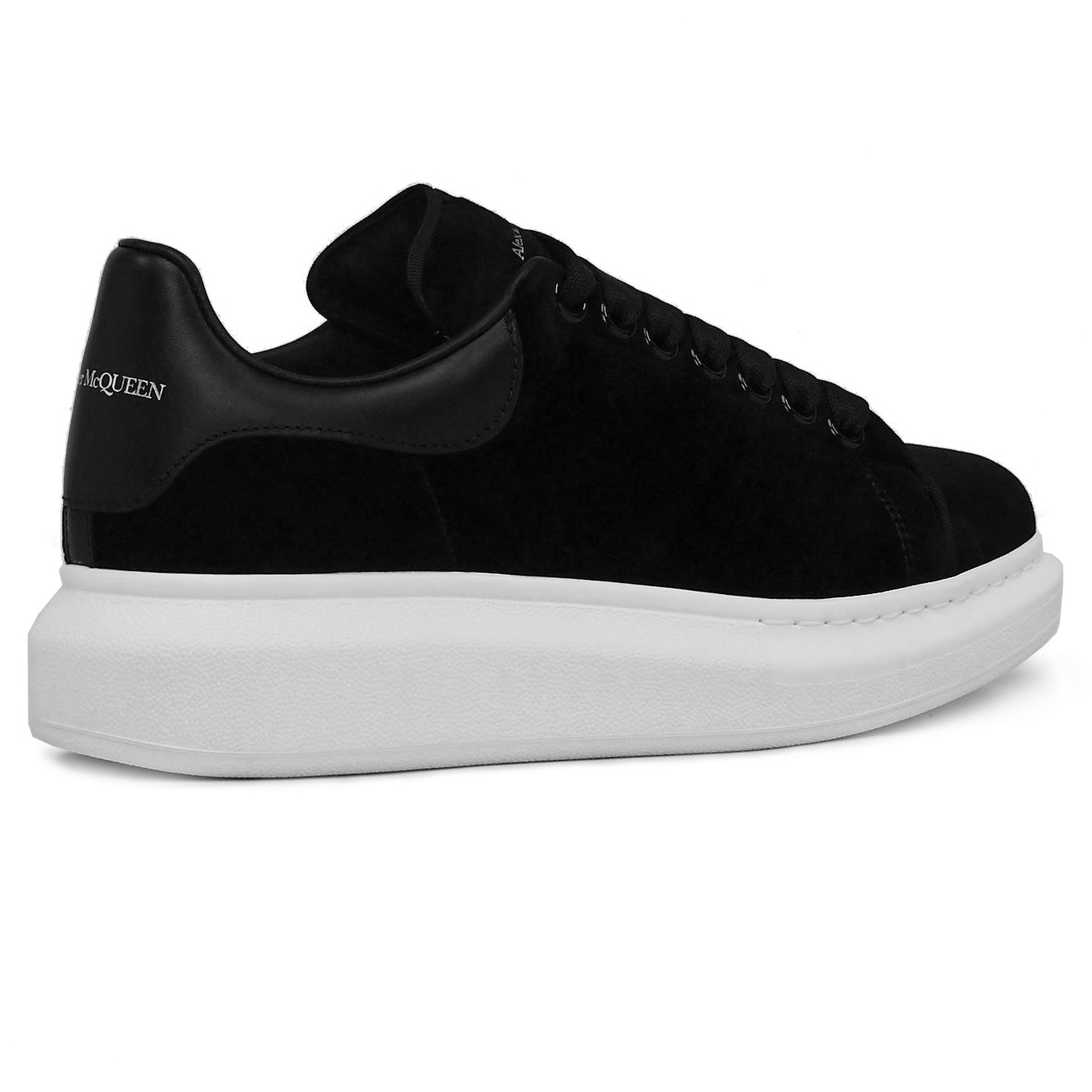 Alexander Mcqueen Raised Sole Black Velvet Trainers (W)