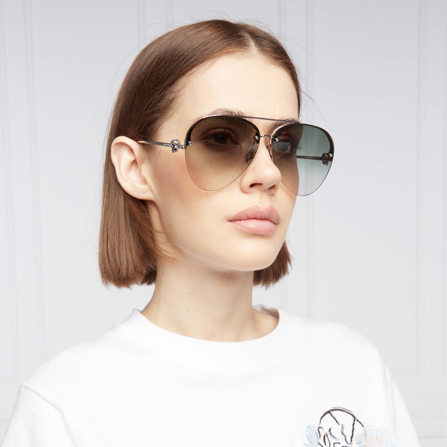 Alexander Mcqueen Silver Green Sunglasses