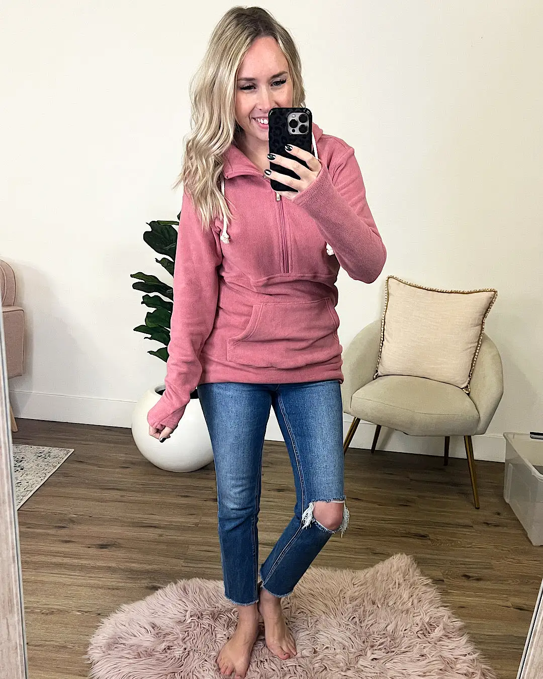 Ampersand Ave Cozy Cutie HalfZip Sweatshirt - Bubblegum