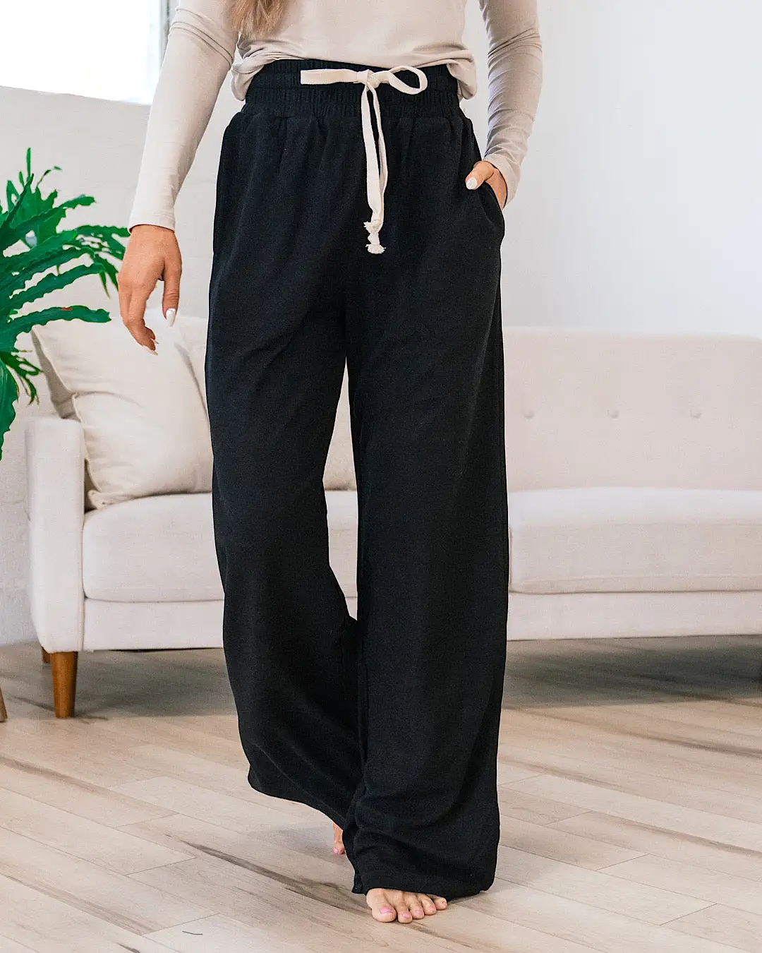 Ampersand Ave Performance Fleece Wide Leg Comfy Pants - Poppy Seed