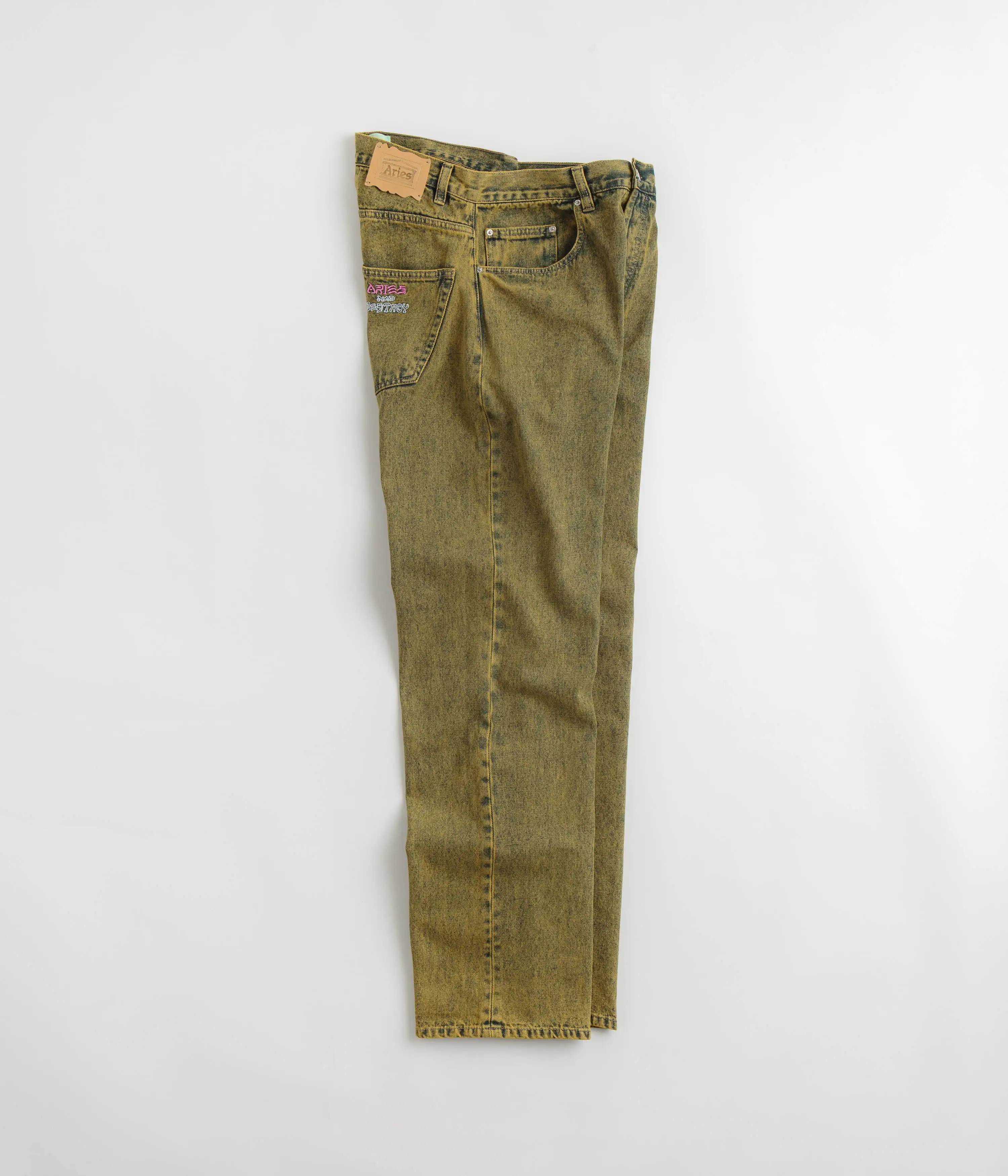 Aries Acid Wash Batten Jeans - Gold