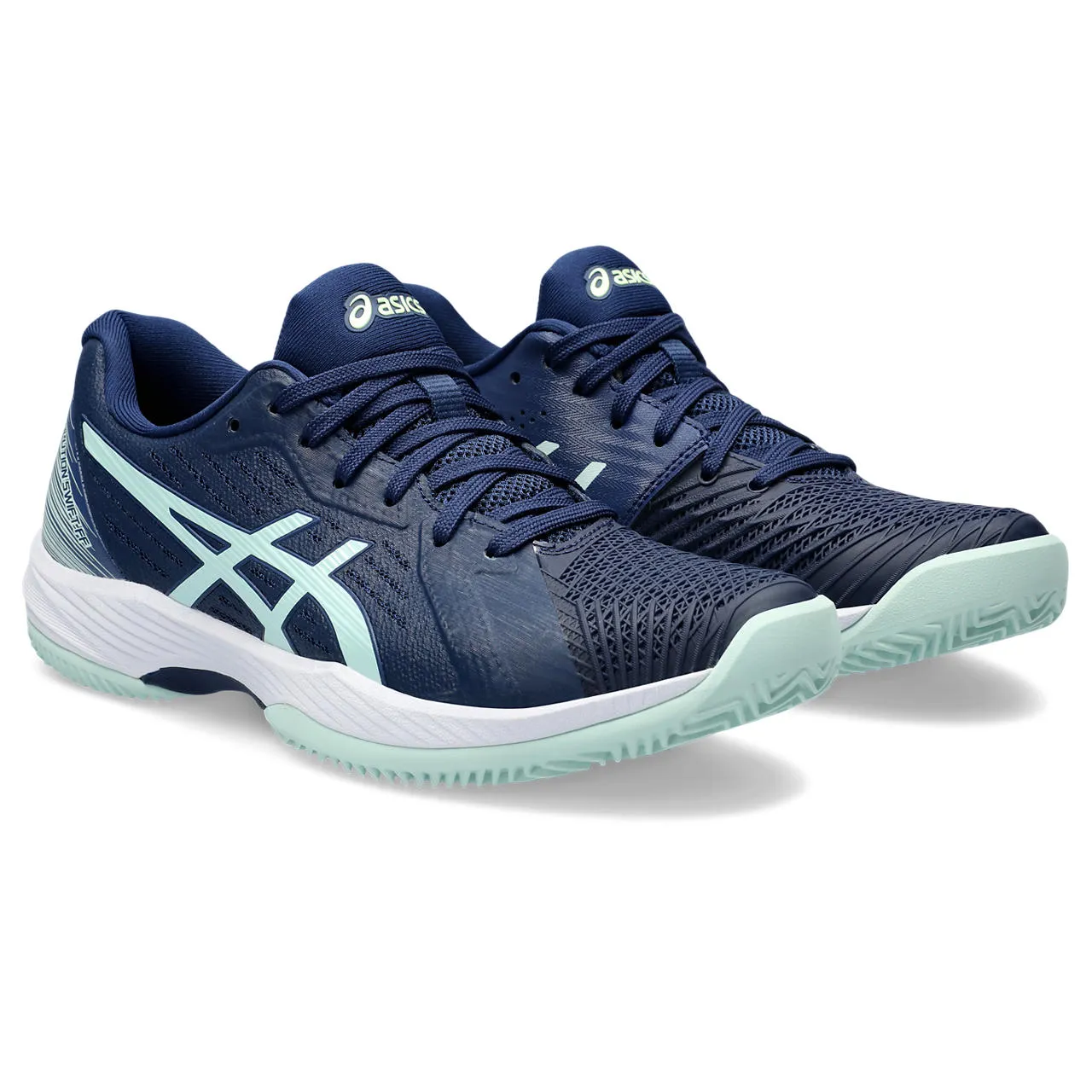 Asics Tennisschoen Solution Swift FF Clay Dames Blauw Groen