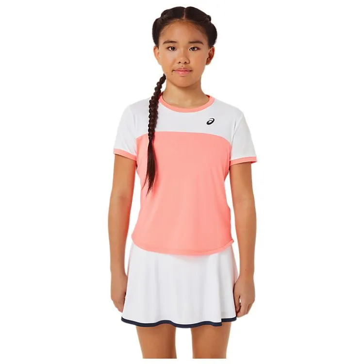 Asics Top SS Junior Girls Roze Wit