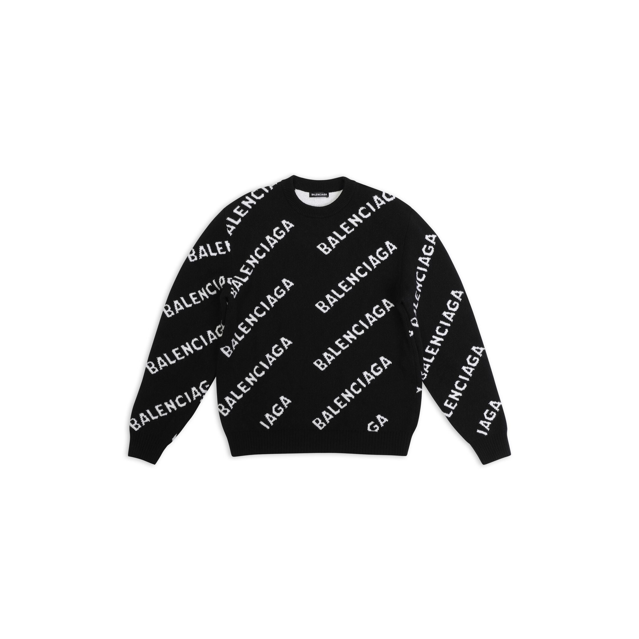 Balenciaga Allover Logo Sweater Black