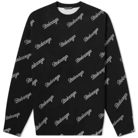 Balenciaga Script Logo Crew KnitBlack & White