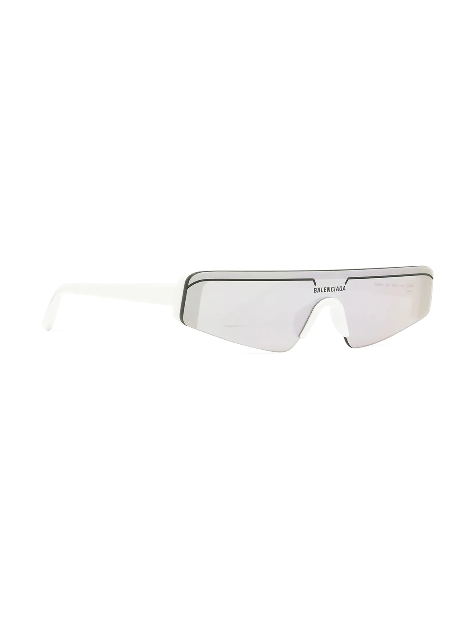 Balenciaga Ski Rectangle Sunglasses, White/Silver