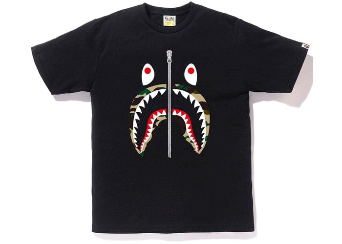 BAPE 1ST CAMO SHARK TEE BLACK/YELLOW