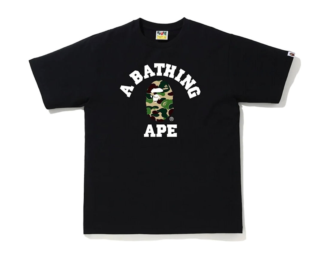 BAPE ABC CAMO COLLEGE TEE BLACK/GREEN/WHITE