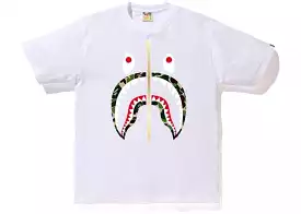 BAPE ABC GOLD ZIP SHARK TEE WHITE/GREEN