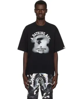 BAPE Black Water Print College Logo Relaxed Fit T-shirt