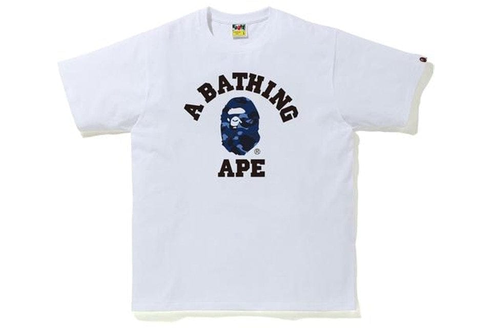 BAPE CAMO COLLEGE TEE WHITE / BLUE