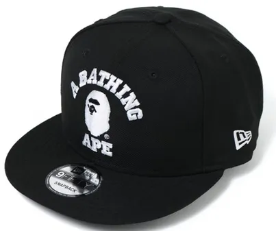 BAPE College New Era Snap Back Cap Black