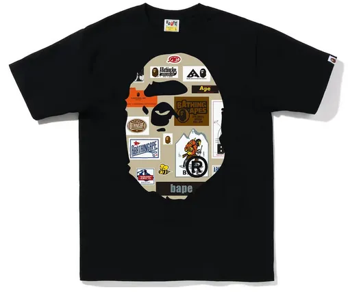 BAPE Multi Label Big Ape Head Tee Black