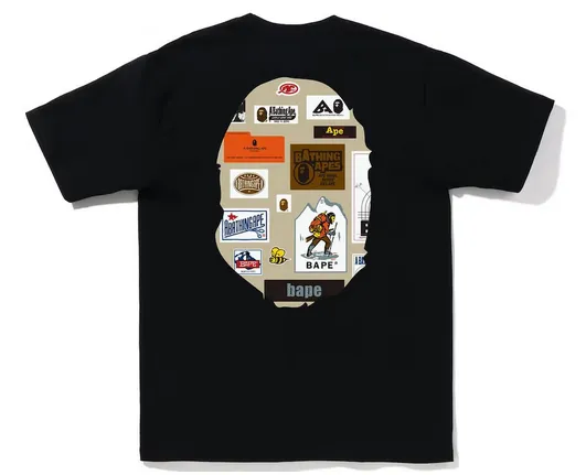 BAPE Multi Label Big Ape Head Tee Black