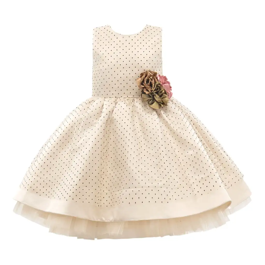 Beige Floral Brooch Dress