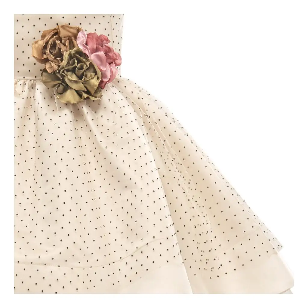 Beige Floral Brooch Dress