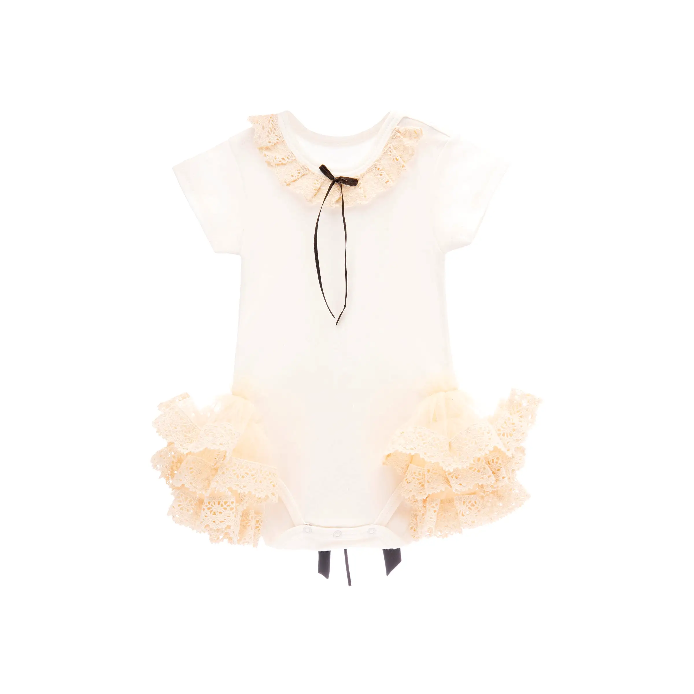 Beige Ruffle Tulle Babysuit Dress