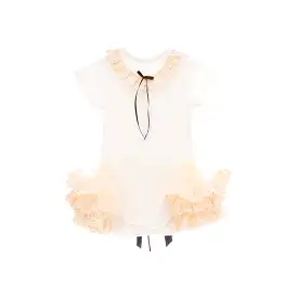 Beige Ruffle Tulle Babysuit Dress