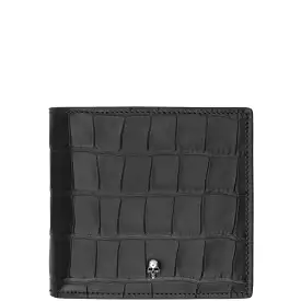 Bi Fold Croc Skull Wallet, Black