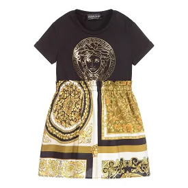 Black & Gold Medusa Print Dress