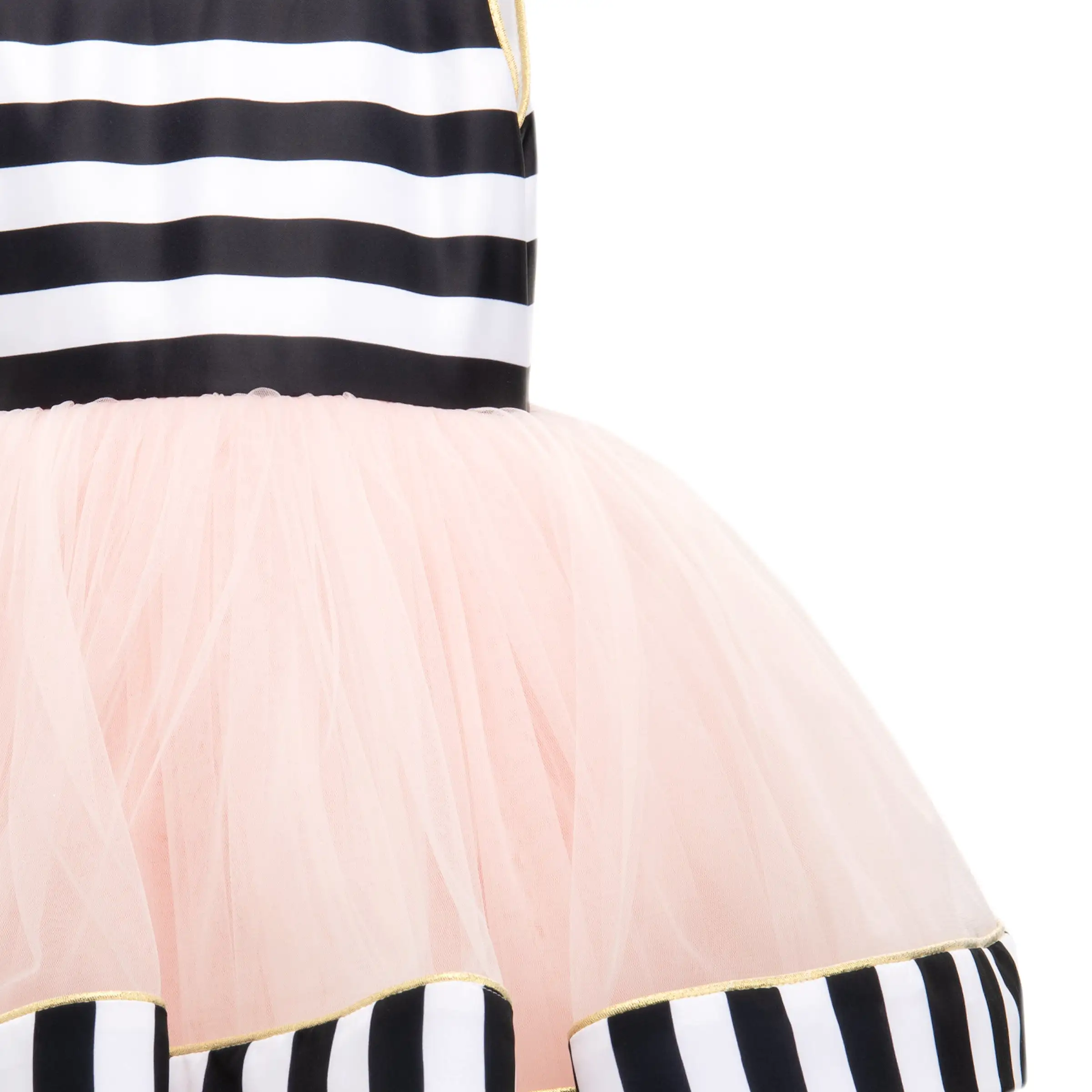 Black & White Striped Sleeveless Tulle Dress