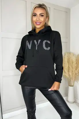 Black NYC Slogan Hoodie