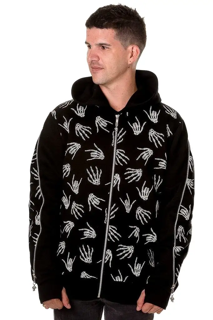 Black Skeleton Hands Hoodie