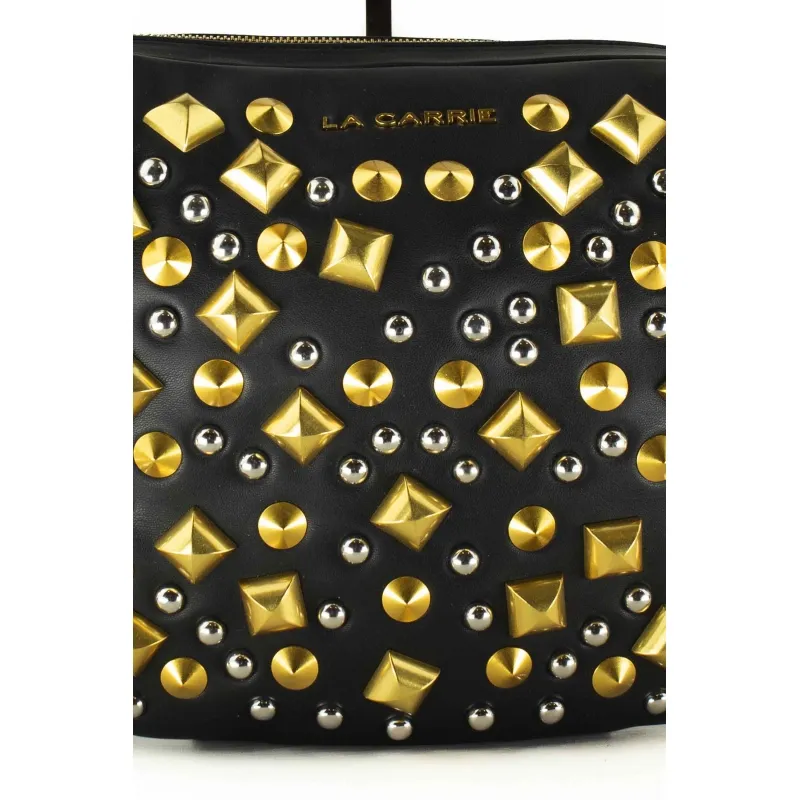 BORSA A SPALLA HOBO CON BORCHIE, NERO