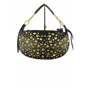 BORSA A SPALLA HOBO CON BORCHIE, NERO