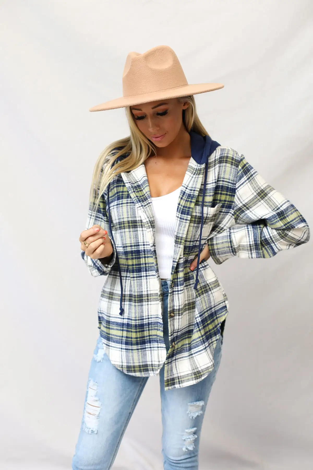 Brushed Flannel Plaid With Hood