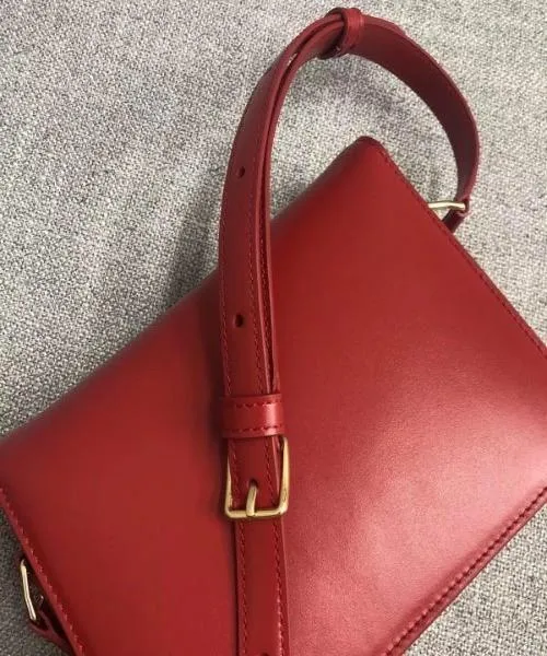 Celine Teen Triomphe Bag In Shiny Calfskin Red