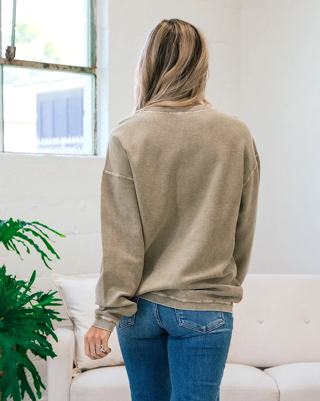 Corded Mineral Wash Sweatshirt - Olive