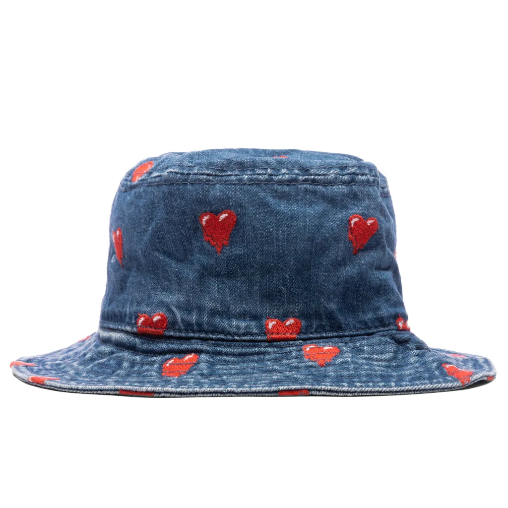 Denim Logo Bucket Hat - Washed Blue