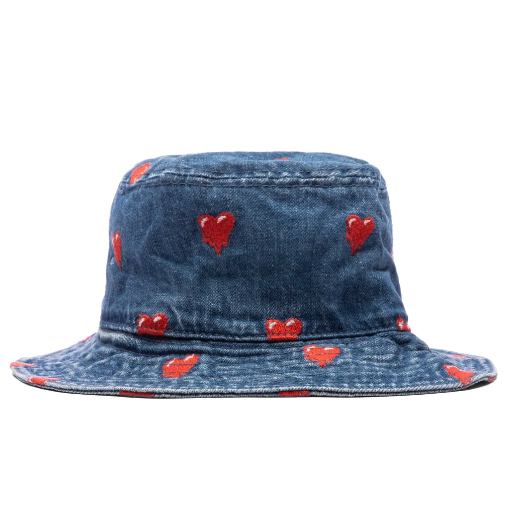 Denim Logo Bucket Hat - Washed Blue