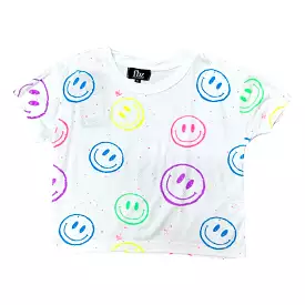 FBZ Multi Rainbow Smiley Splatter White S/S Tee