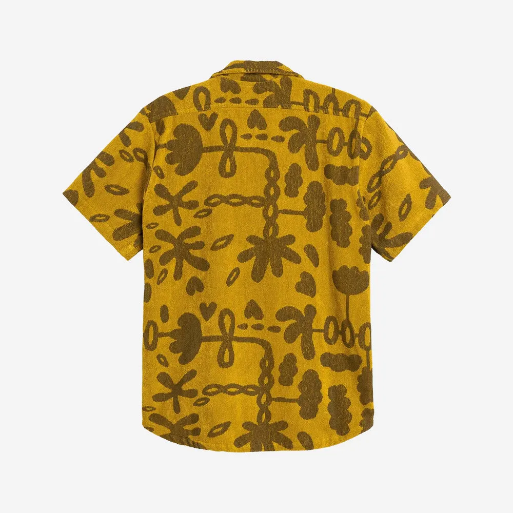 Galbanum Cuba Terry Jacquard Vacation Shirt - Mustard