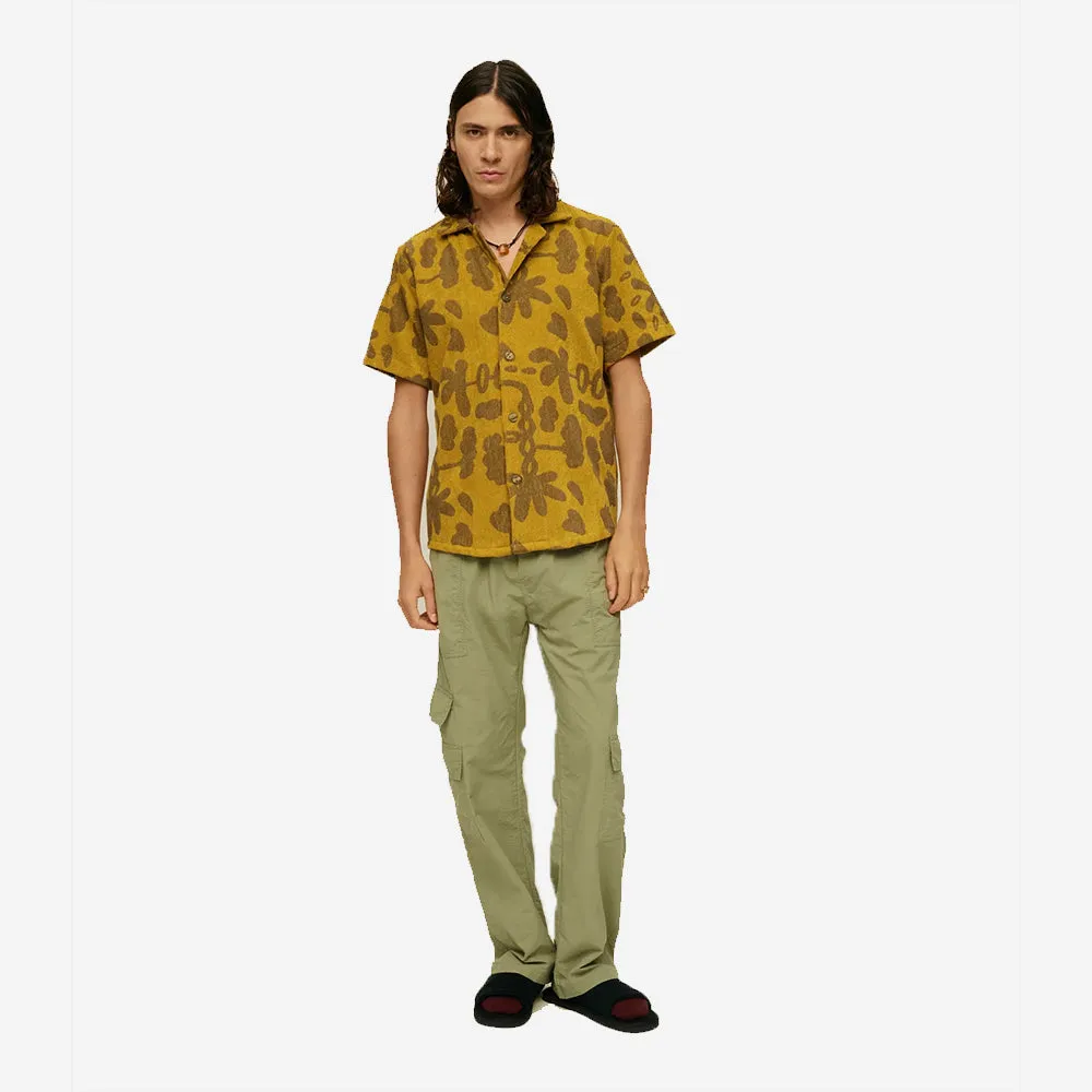 Galbanum Cuba Terry Jacquard Vacation Shirt - Mustard