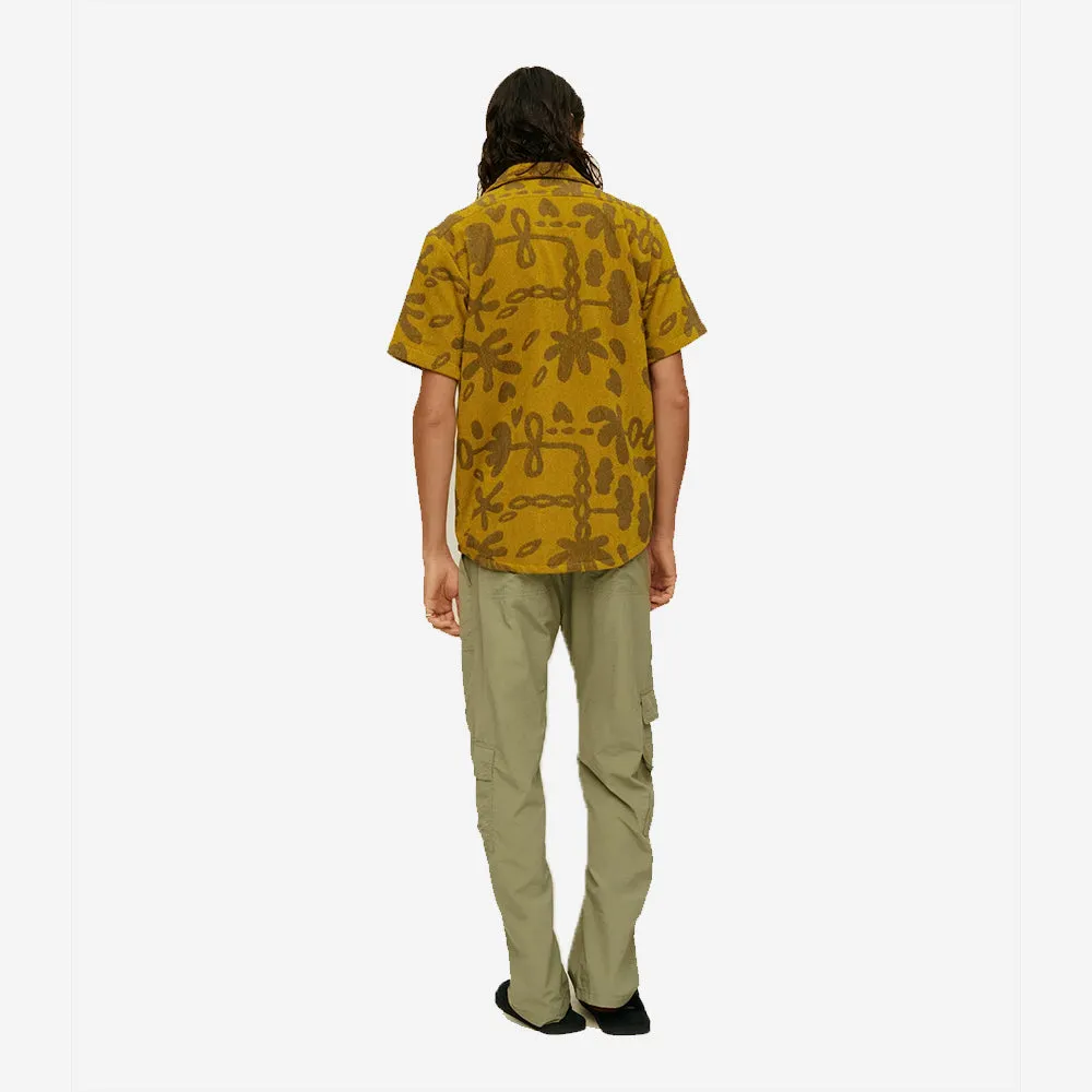 Galbanum Cuba Terry Jacquard Vacation Shirt - Mustard