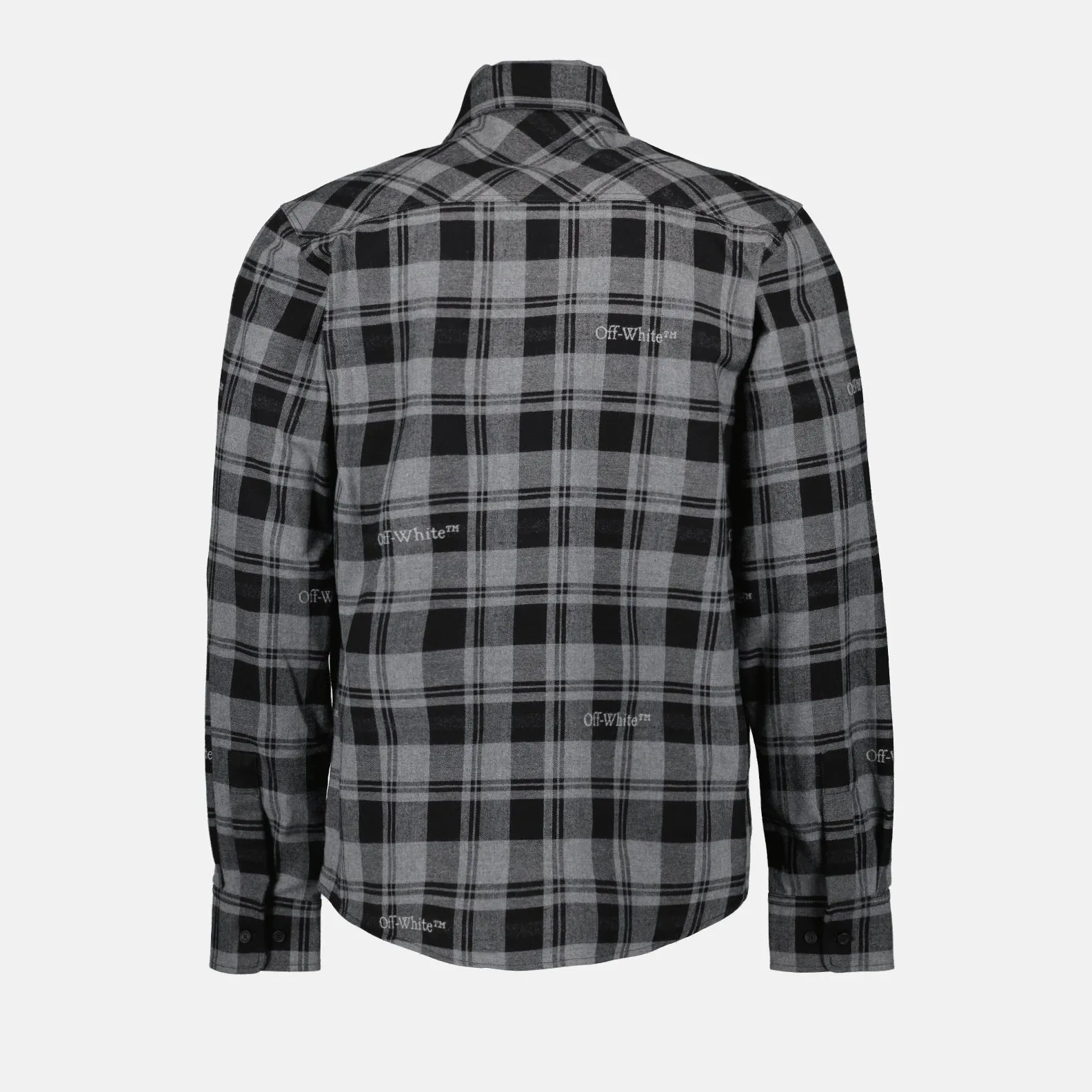 Grey Check Flannel Shirt with Pocket Detailing