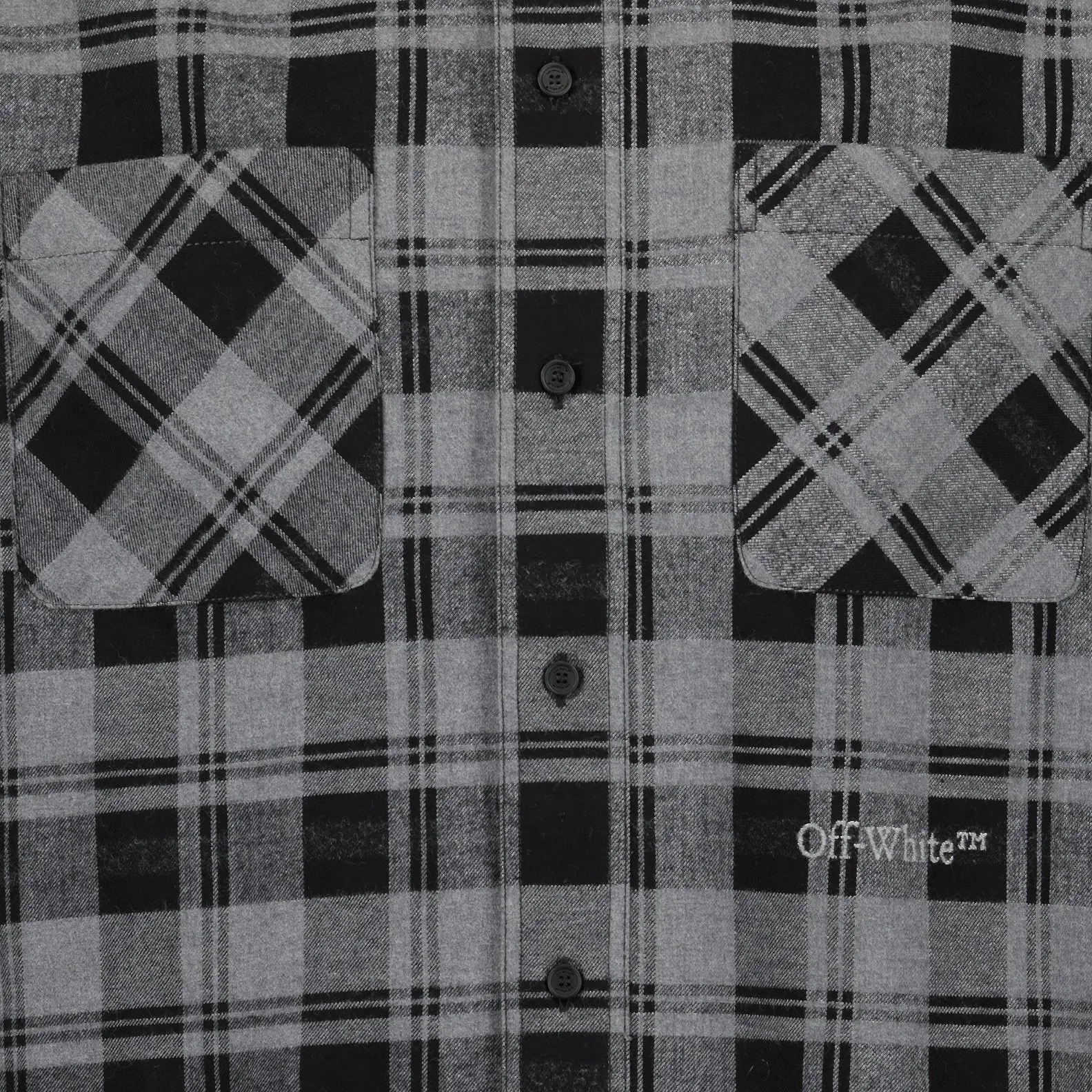 Grey Check Flannel Shirt with Pocket Detailing