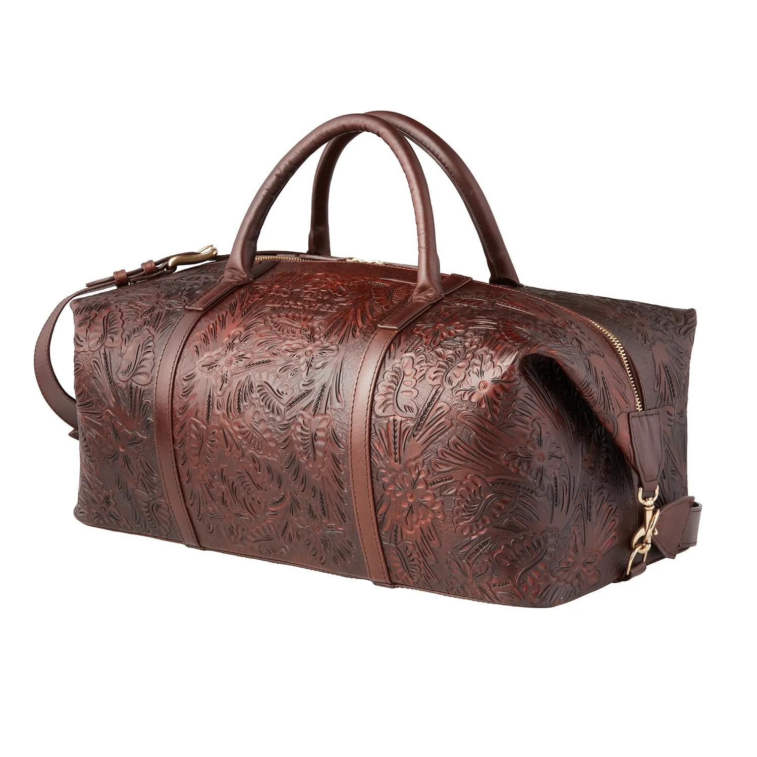 Hand-Tooled Duffle :: Brown