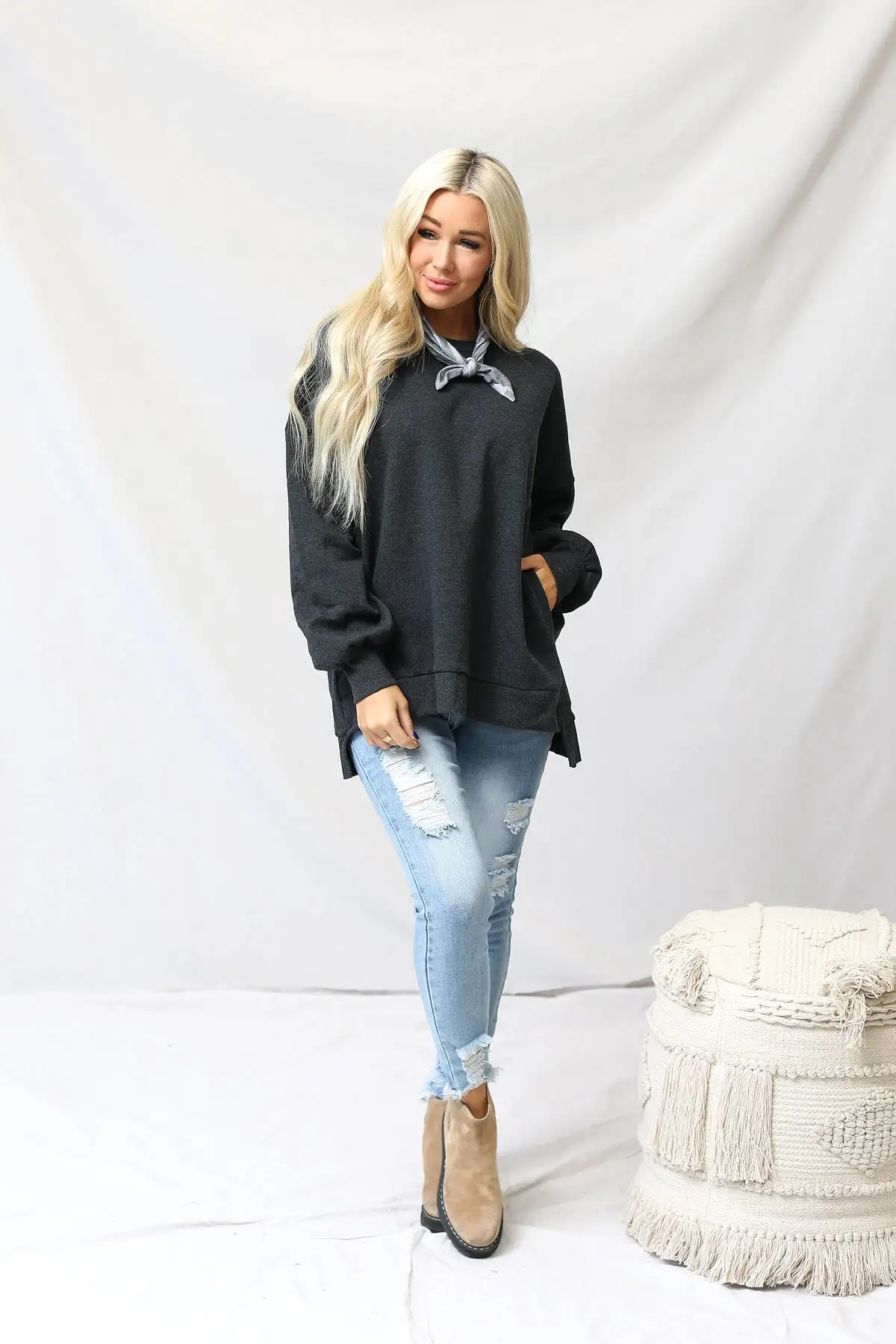 Hi-Lo Hem Sweatshirt