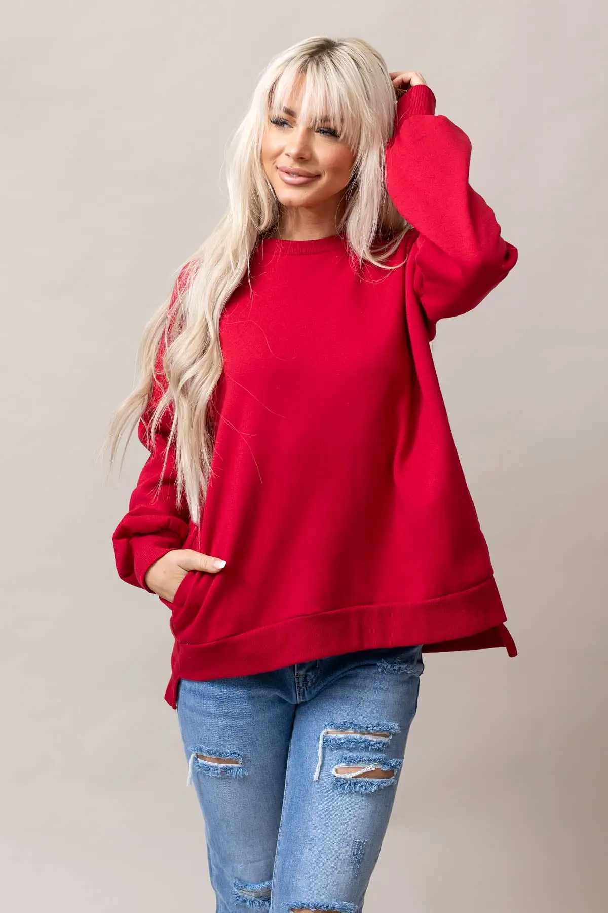 Hi-Lo Hem Sweatshirt