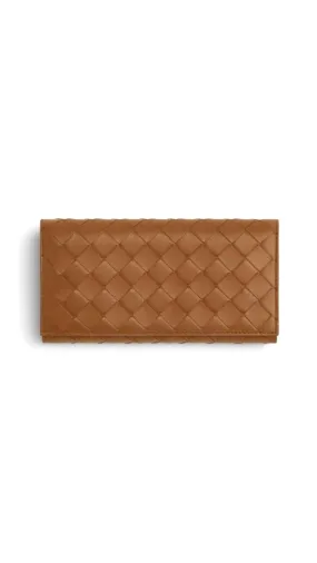 Intrecciato Large Flap Wallet - Brown